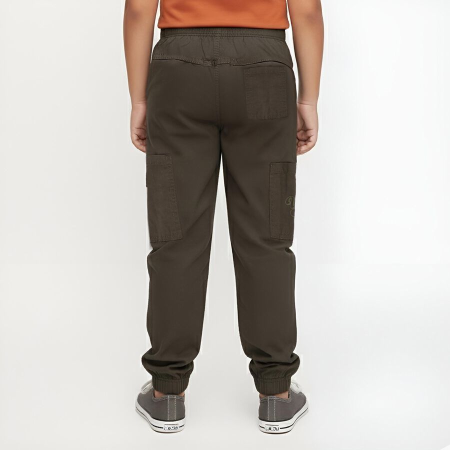 Boys' Dark Olive Green Regular Fit Cargo Trousers, Olive, large image number null