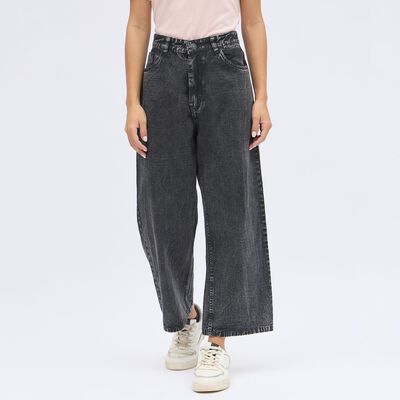 Women's Charcoal Black Regular Fit High-Rise Jeans