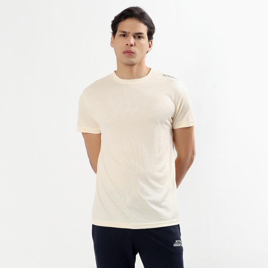 Men's Bright Emerald Green Crew Neck Athleisure T-Shirt, एक्रू मिश्रित, large