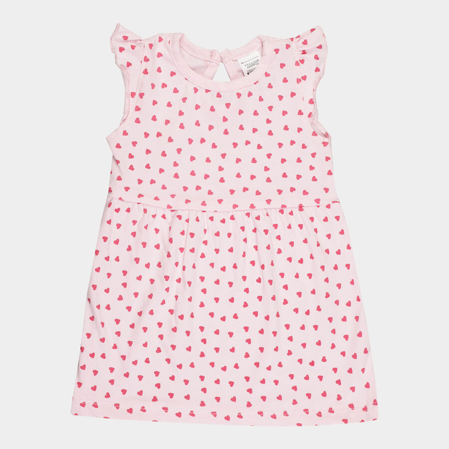 Infants Cotton Frock, Pink, large image number null