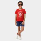 Girls' Red Crew Neck Regular T-Shirt, Red, small