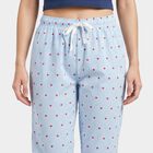 Women's Light Blue Straight Fit Heart Printed Pyjama, Light Blue, small