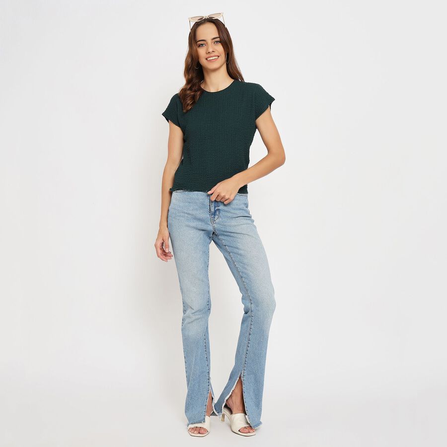 Ladies'  Crop  Top, गहरा हरा, large image number null