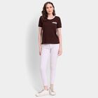 Ladies' Cotton Round Neck T-Shirt, भूरा, small image number null