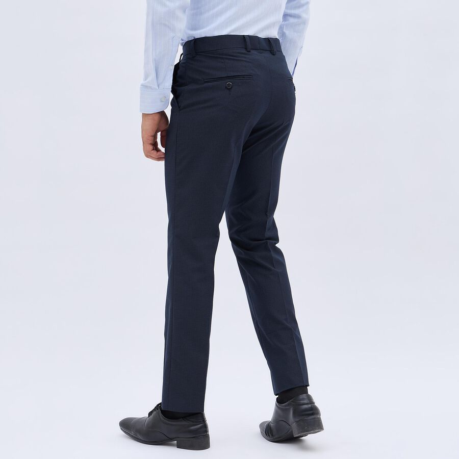 Men's Fixed Waist Slim Fit Formal Trousers , Navy Blue, large image number null