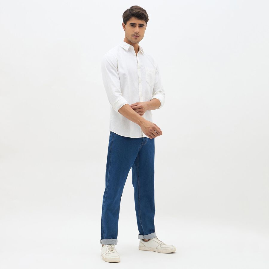 Men's Eggshell White Cotton Classic Collar Casual Shirt, Off White, large image number null