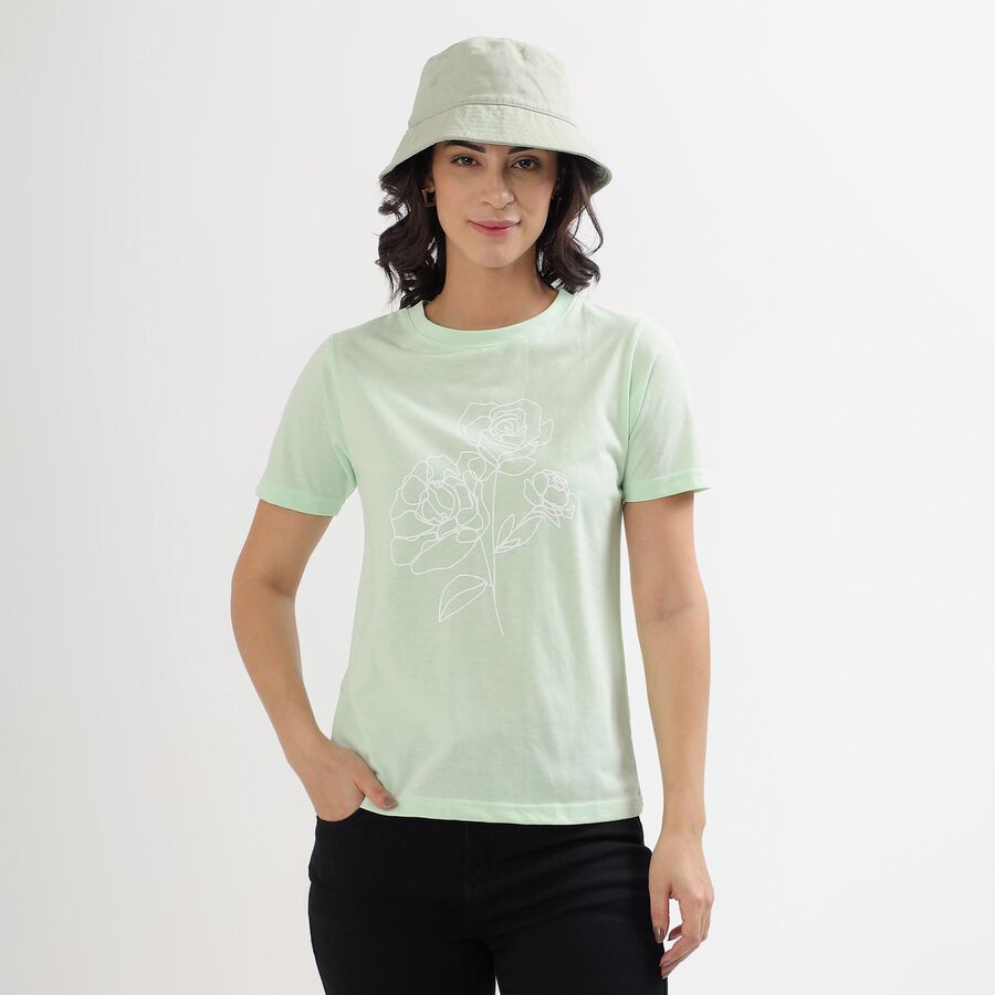 Women's Mint Green Round Neck T-Shirt, हल्का हरा, large image number null