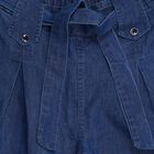 Girls' Deep Indigo Blue Paperbag Fit Tie-Waist Jeans, मध्यम नीला, small image number null