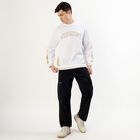 Men's Rich Eggshell White Crew Neck Casual Sweatshirt, सफ़ेद, small image number null