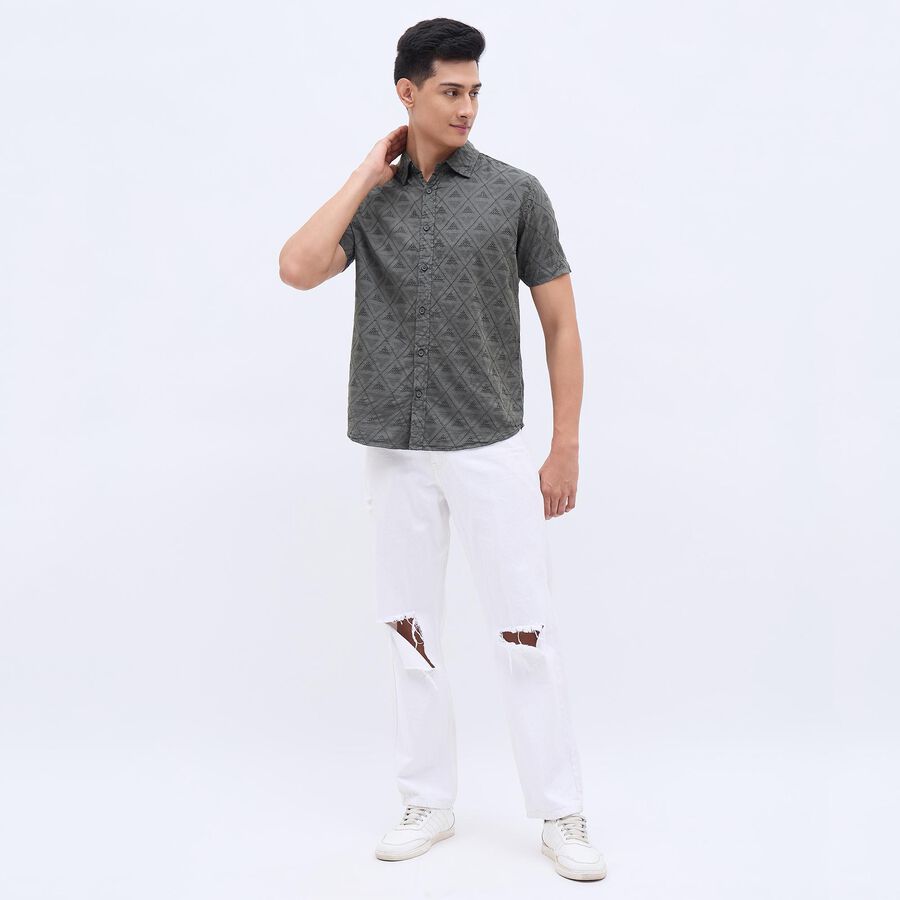 Men's Olive Green Regular Collar Casual Shirt, Olive, large image number null