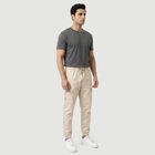 Men's Beige Regular Fit Cargo Jogger Track Pants, गहरा पीला, small