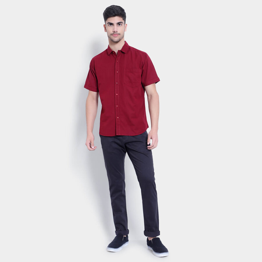 Cotton Solid Casual Shirt, Maroon, large image number null