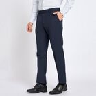 Men's Slim Fit Formal Trousers, गहरा नीला, small