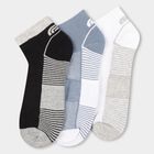 Men's Multi-Color Regular Fit Striped Ankle Socks Pack of 3, Mid Blue, small