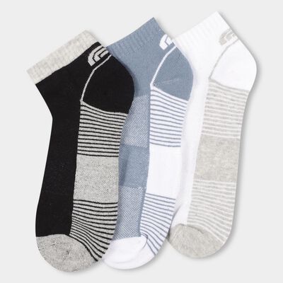 Men's Multi-Color Regular Fit Striped Ankle Socks Pack of 3