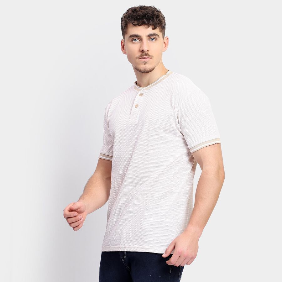 Men's Henley Half Sleeves T-Shirt , Beige, large image number null