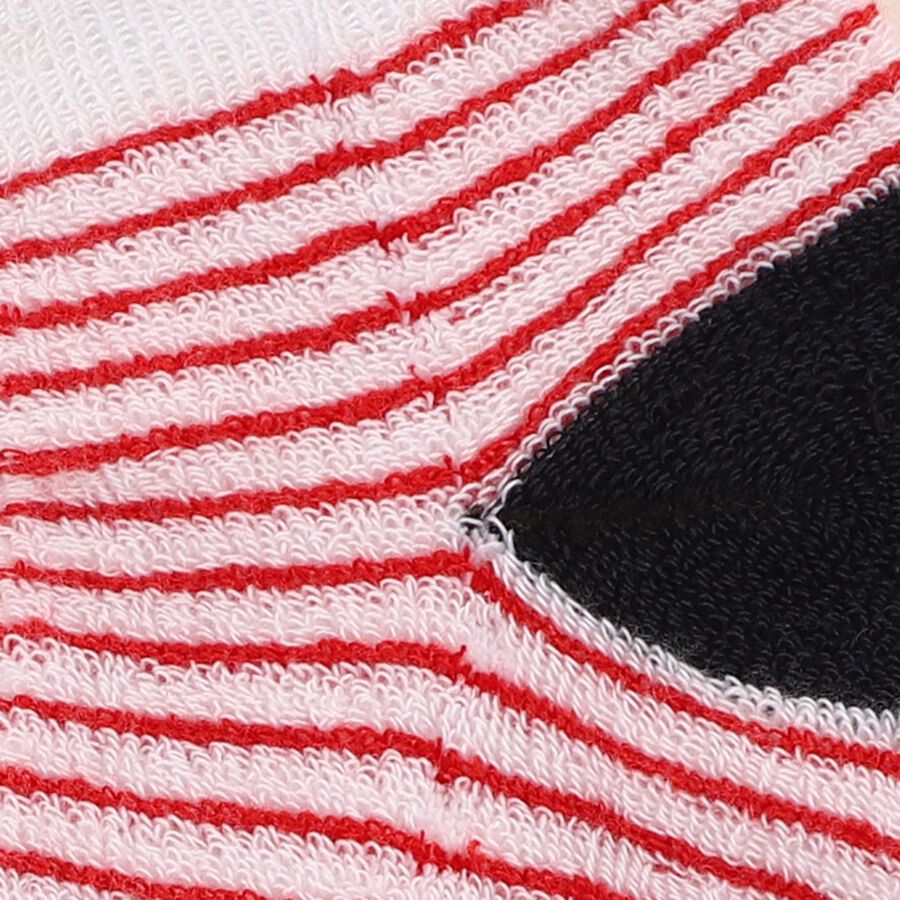 Women's Bright Red and White Ankle Length Striped Socks, Red, large image number null