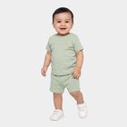 Infants' Mint Green 100% Cotton Crew Neck Graphic Print Baba Suit, हल्का हरा, small