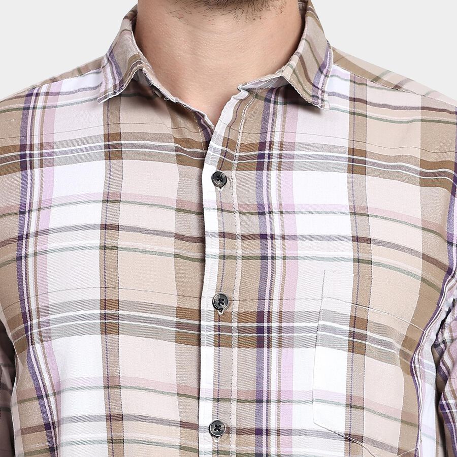 Men's 100% Cotton Casual Shirt, Beige, large image number null