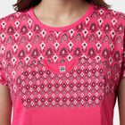 Women's Fuchsia Round Neck Graphic Printed T-Shirt, Fuchsia, small