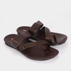 Men's Brown Strappy Slip-On Sandals, Brown, small