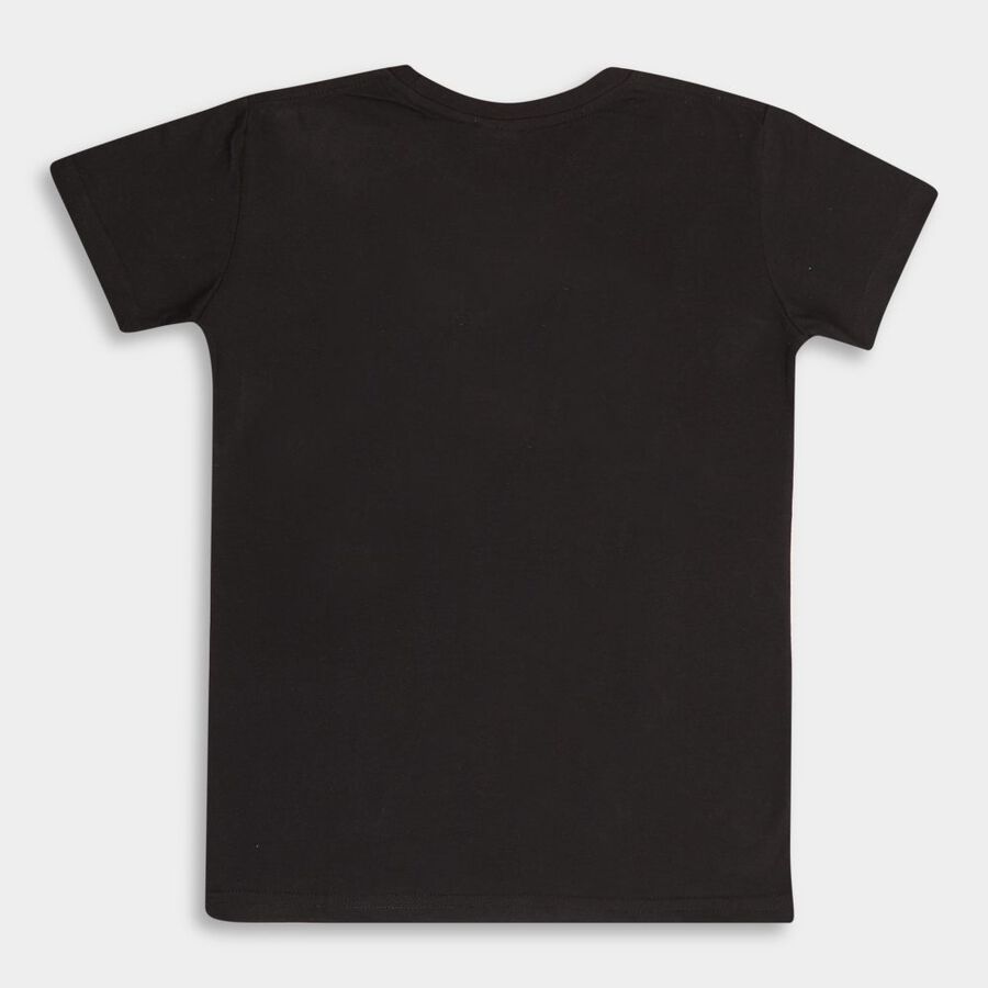 Boys Round Neck T-Shirt, Black, large image number null