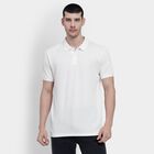 Men's White Polo Neck Textured T-Shirt, Off White, small image number null