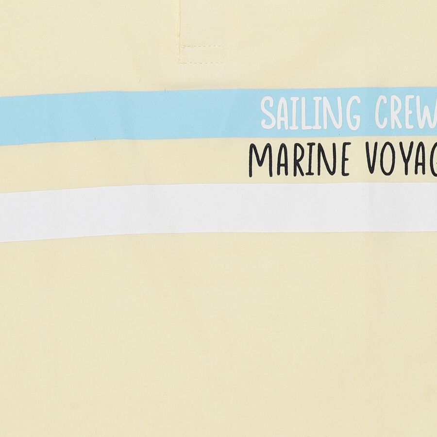 Boys Yellow Cotton Polo Neck Casual T-Shirt, Yellow, large