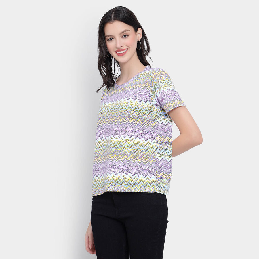 All Over Print Round Neck T-Shirt, लाइलेक, large image number null