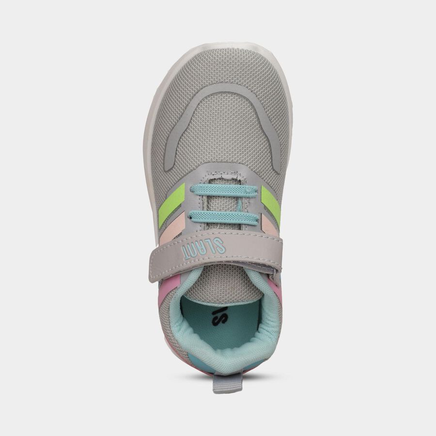 Girls Muted Sage Grey Velcro Casual Sneakers, Green, large image number null