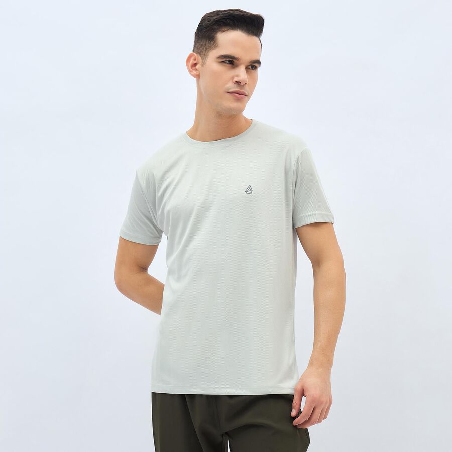 Men's Light Grey Round Neck Athleisure T-Shirt, हल्का ग्रे, large image number null