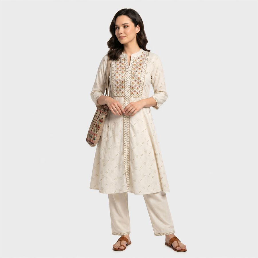 Ladies' Kurta, Off White, large