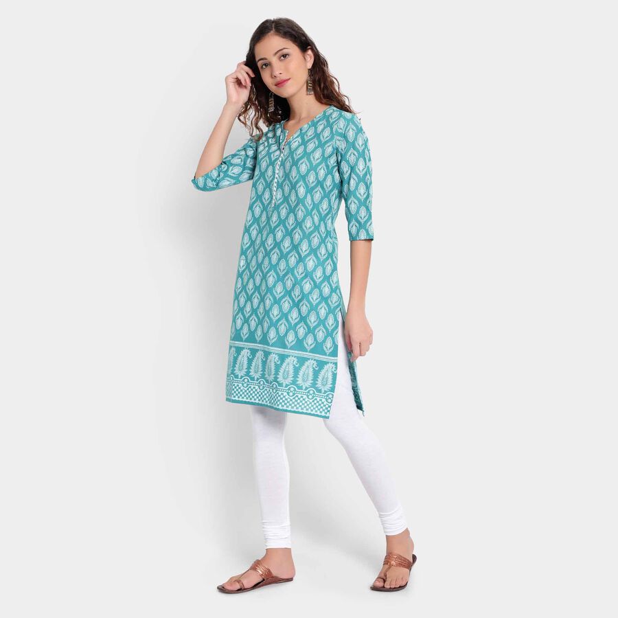 Cotton Straight Kurta, Mid Blue, large image number null