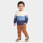 Infants' Blue Crew Neck Knitted Pullover, Mid Blue, small