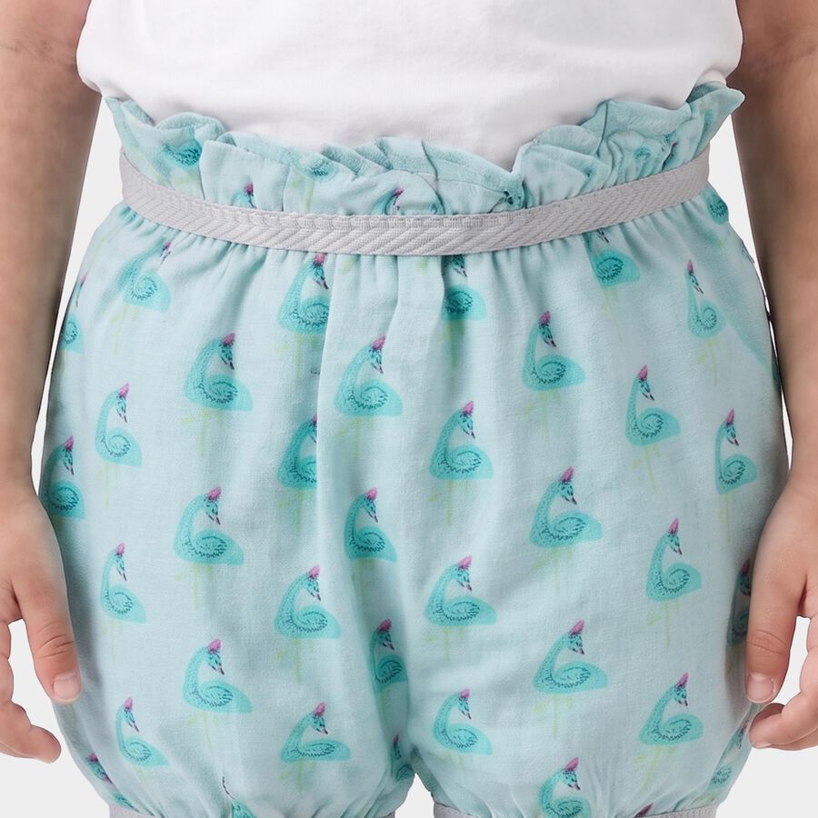Girls' Light Blue Bubble Fit Printed Bloomer, हल्का नीला, large