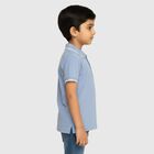 Boys Light Blue Polo Collar Casual T-Shirt, मध्यम नीला, small image number null