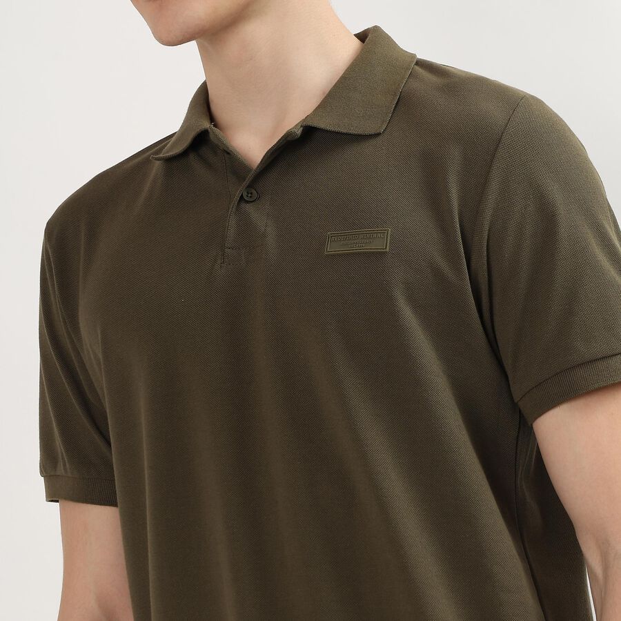 Men's Collared Half Sleeves T-Shirt, Khaki, large