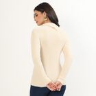Women's Soft Beige High Neck Fitted Pullover, गहरा पीला, small image number null