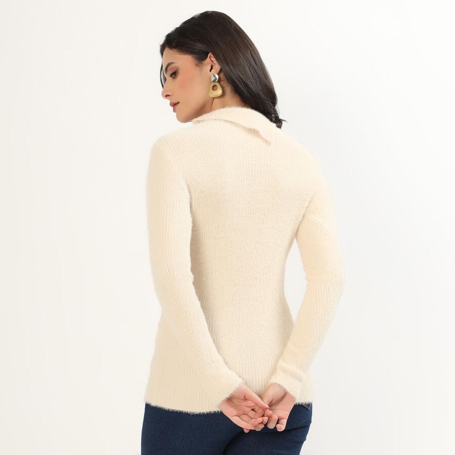 Women's Soft Beige High Neck Fitted Pullover, गहरा पीला, large image number null