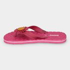 Women's Pink Floral Applique Flip-Flop Slippers, गुलाबी, small