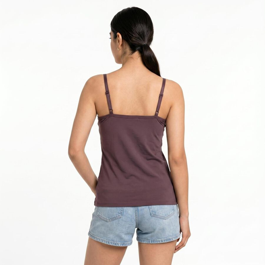 Women's Purple Scoop Neck Camisole Slip, बैंगनी, large