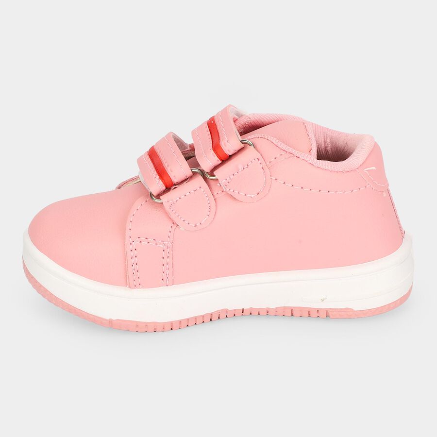 Girls Pink Velcro Strap Sneakers, Pink, large