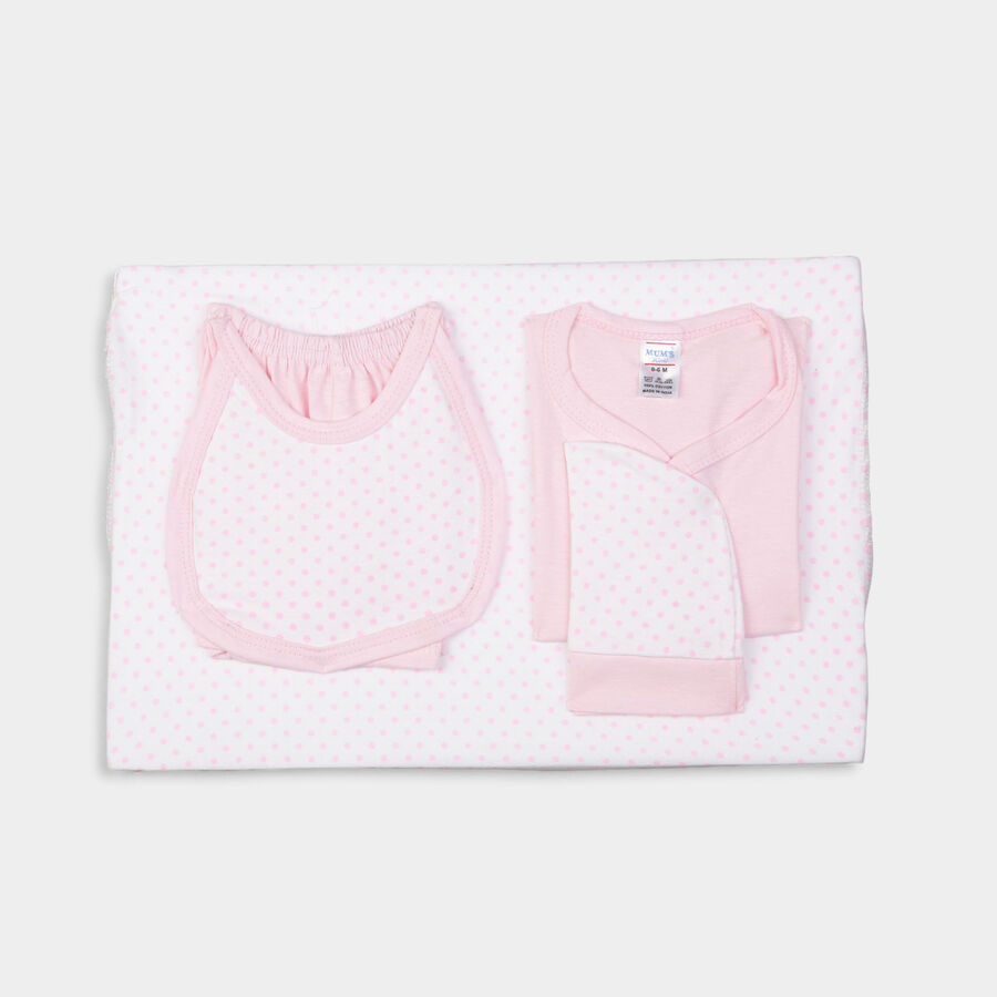 Infants Cotton Printed Baby Gift Set, Pink, large image number null