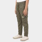 Boys' Olive Green Regular Fit Cargo Trousers, Olive, small