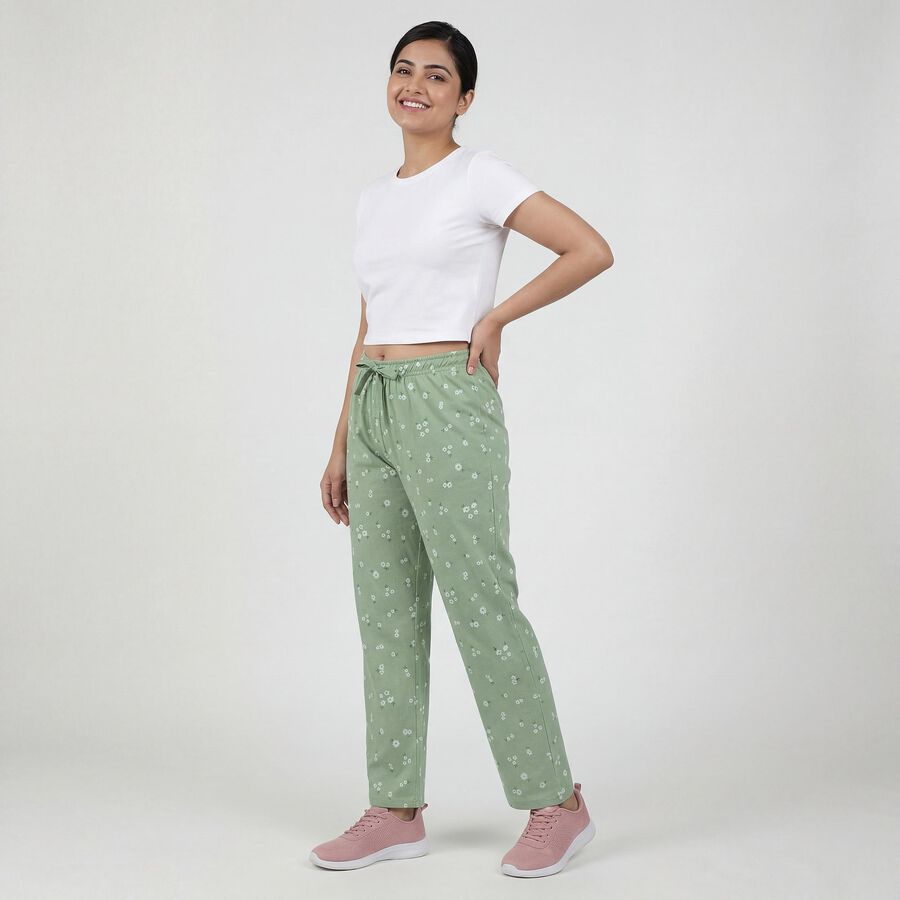 Women's Light Green Relaxed Fit Cotton Blend Pyjama, Light Green, large