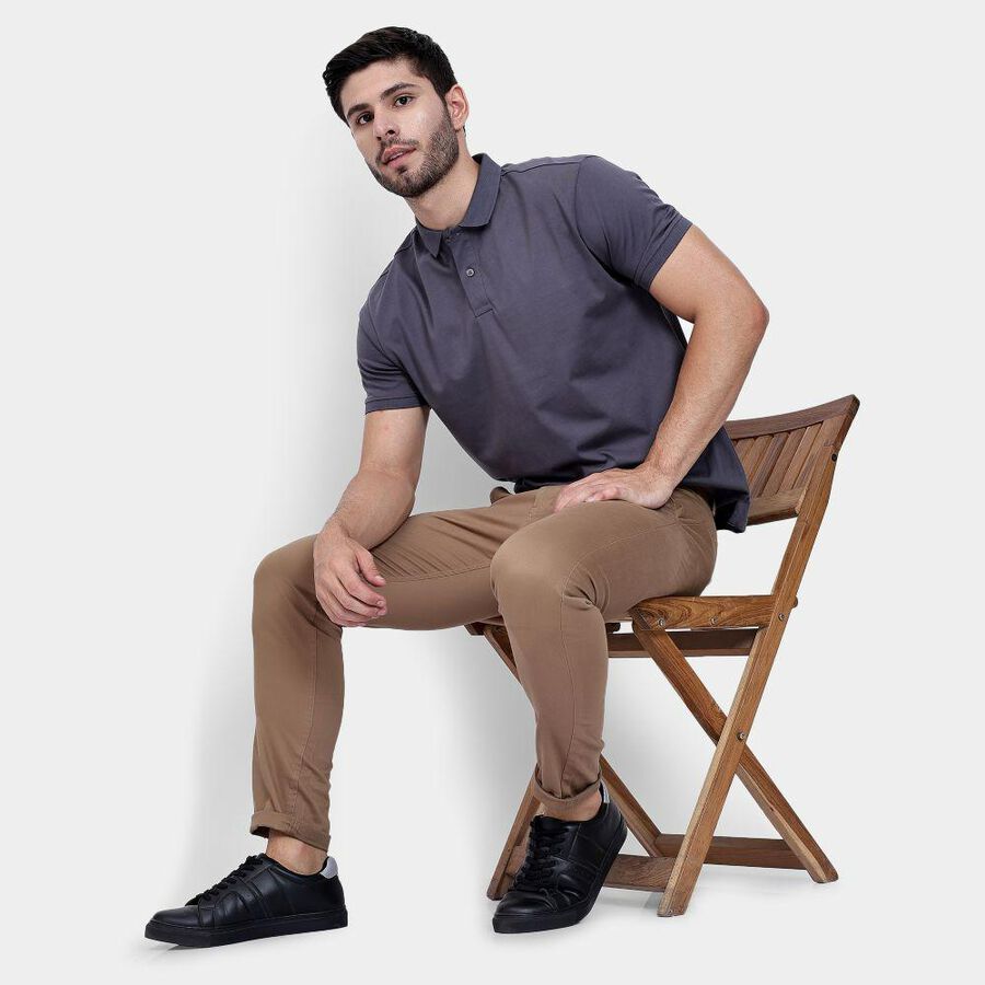Men's Slim Fit Casual Trousers , Khaki, large image number null