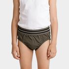 Boys' Olive Green Regular Fit Solid Briefs, ओलिव, small