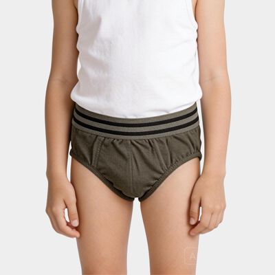 Boys' Olive Green Regular Fit Solid Briefs