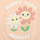 Girls Peach Cotton Round Neck Regular T-Shirt, Peach, small
