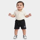 Infants' Black Regular Fit Printed Half Pant, काला, small